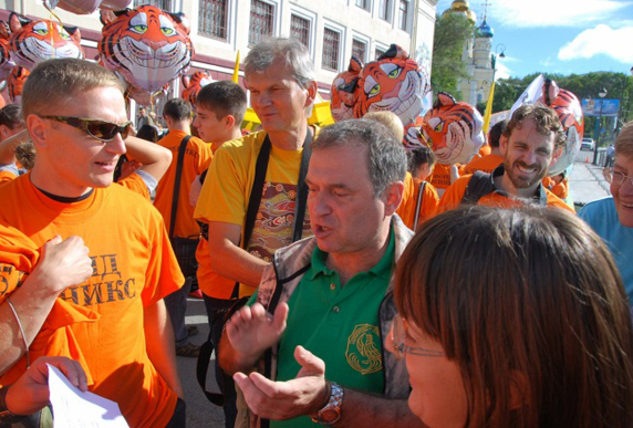 Sergei with Russian environmental activists on Tiger Day in Vladivostok. (Photo: Pacific Environment)