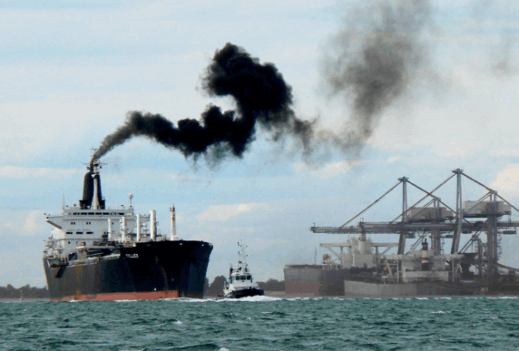 Ship maneuvering out of Port S.Louis du Rhone, near Marseille.