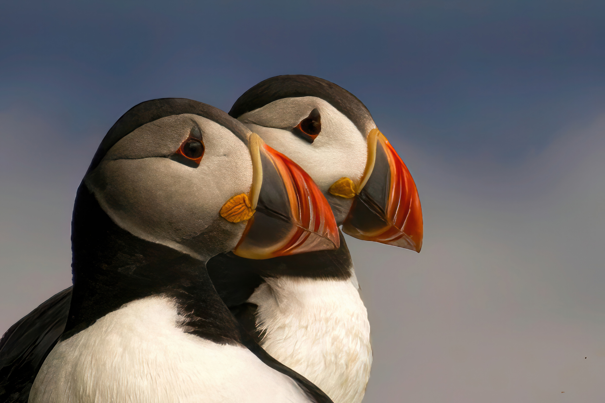 puffins lined up